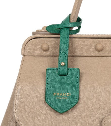 Borsa Franzi beige con tag verde