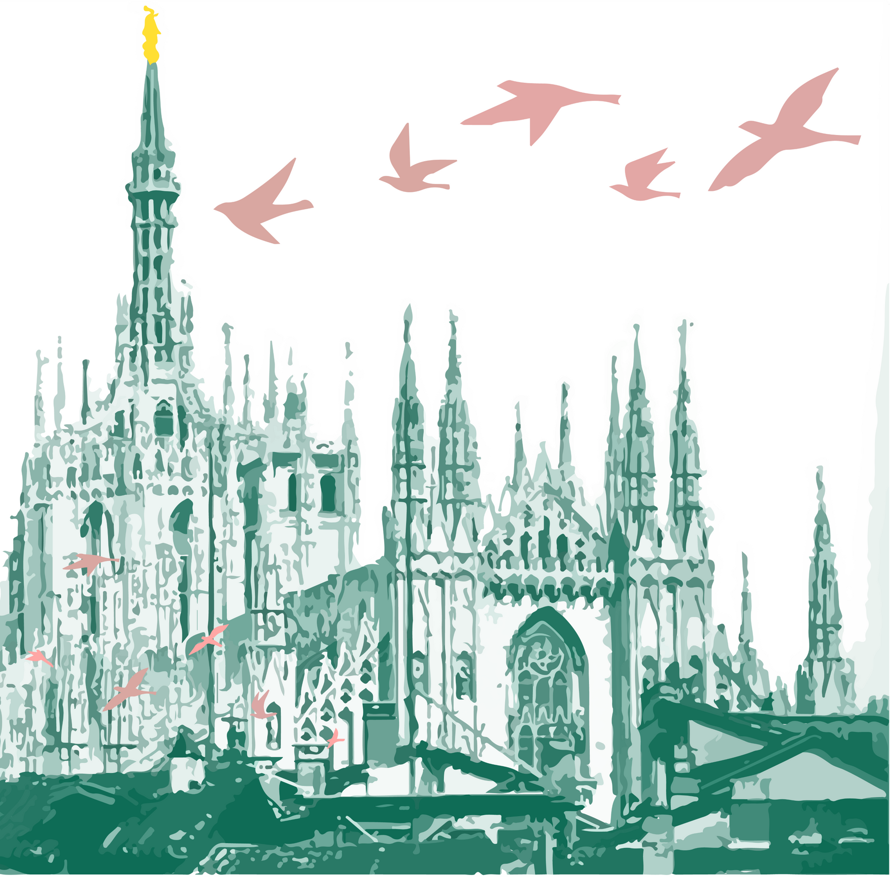 Piazza del Duomo a Milano in una illustrazione storica