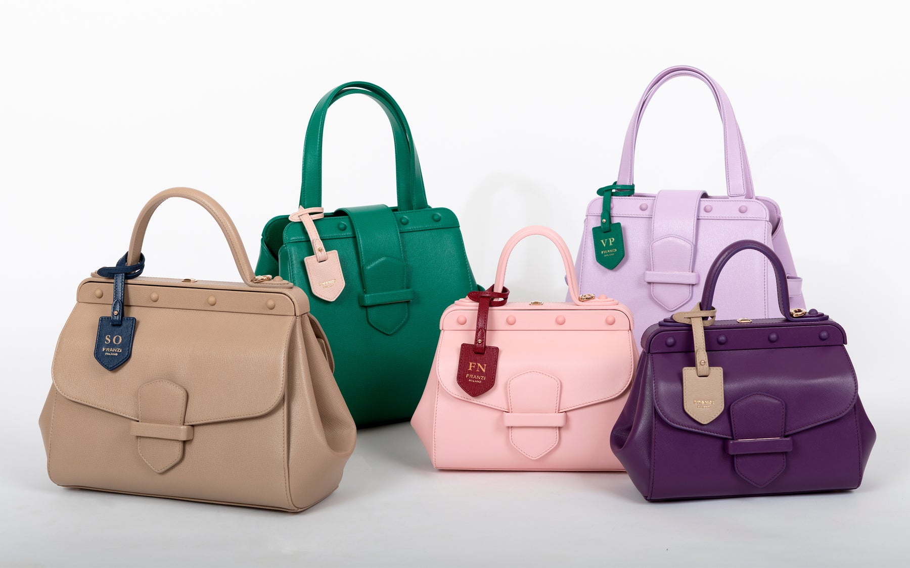 Borse Franzi con tag in pelle